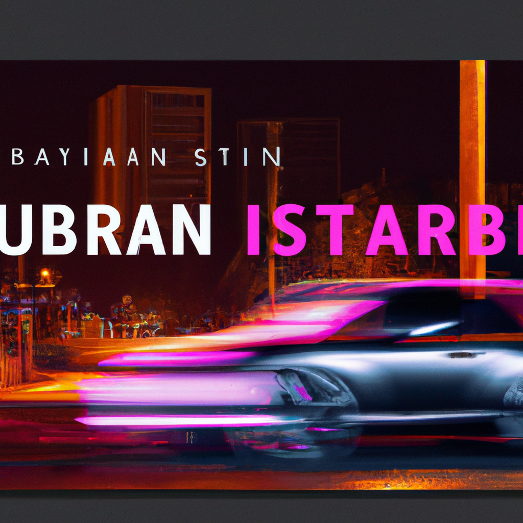 City night shot with NeonMotor passing under lights